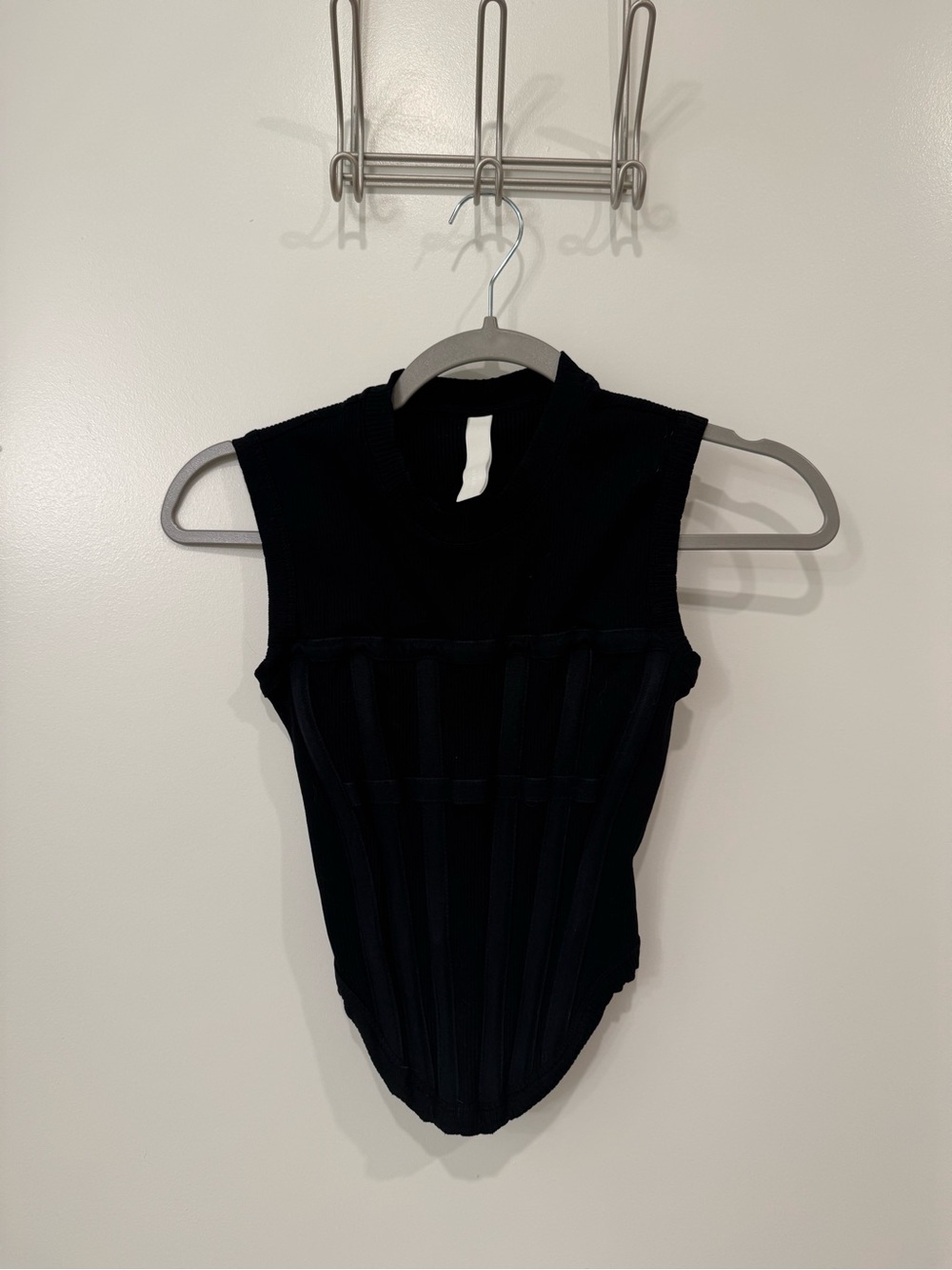 Dion Lee Black Ribbed High-Neck Bodysuit
